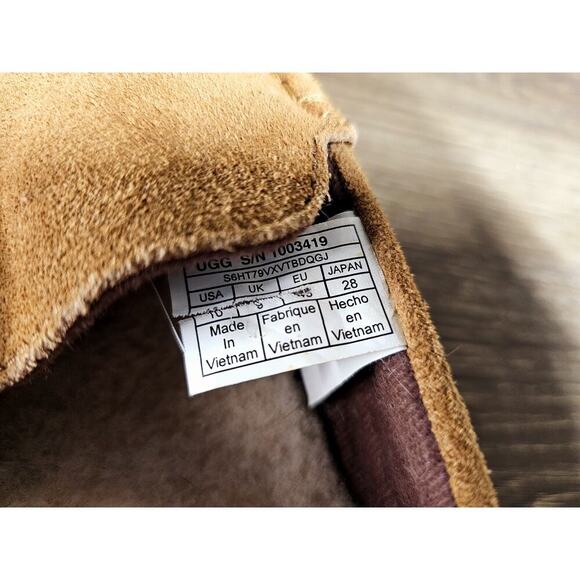 Ugg Mens Slippers Size 10 Alder Moccasin Slip On Sheepskin Chestnut 1003419 - Picture 6 of 6